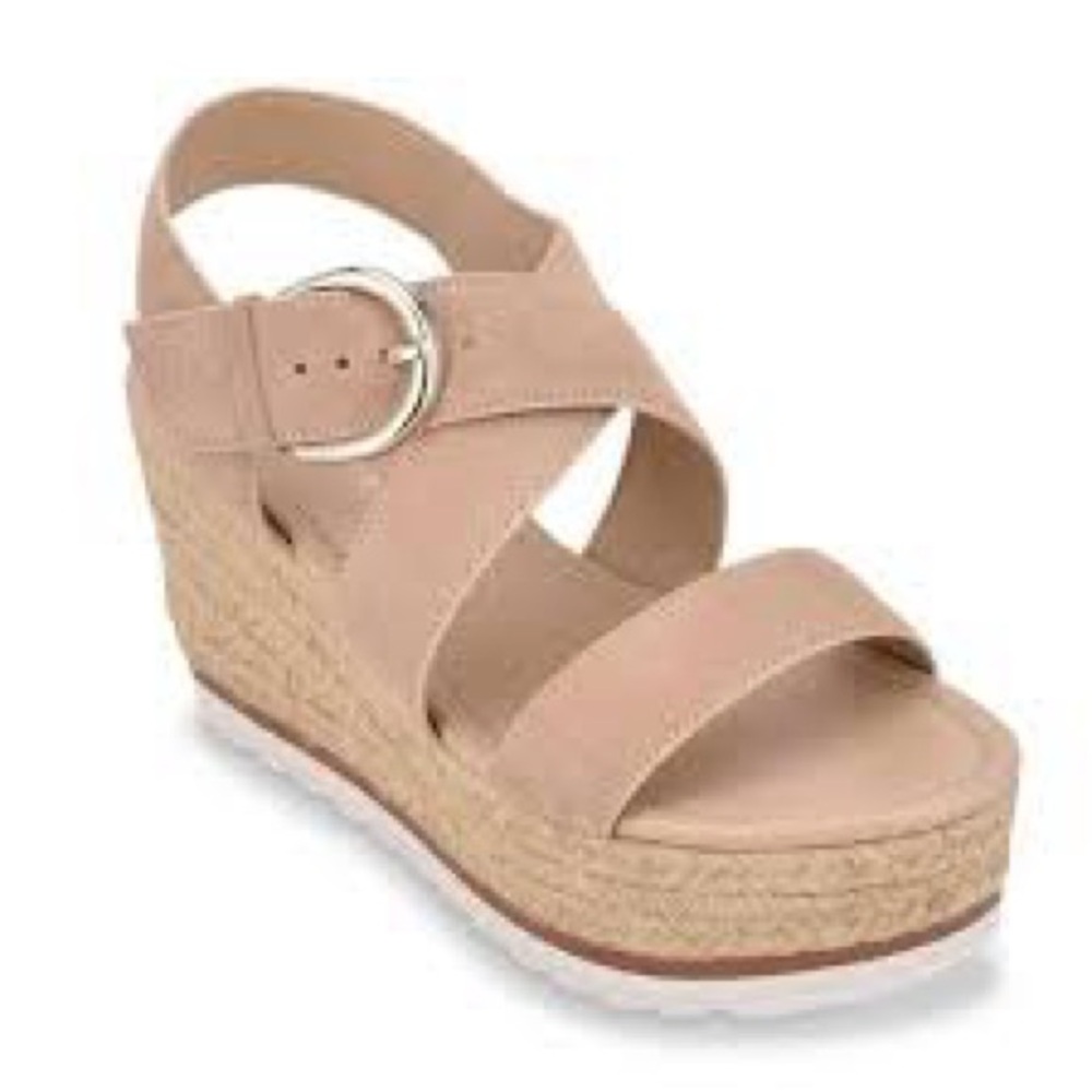 MARC FISHER Women's Tan Suede Wedge Sandals SIZE 8